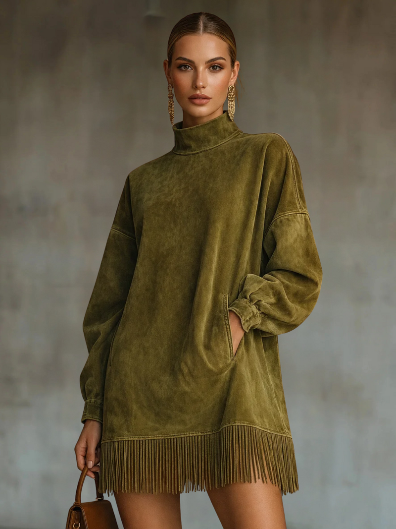 Harper | Fringe Detail Long Sleeve Mini Dress