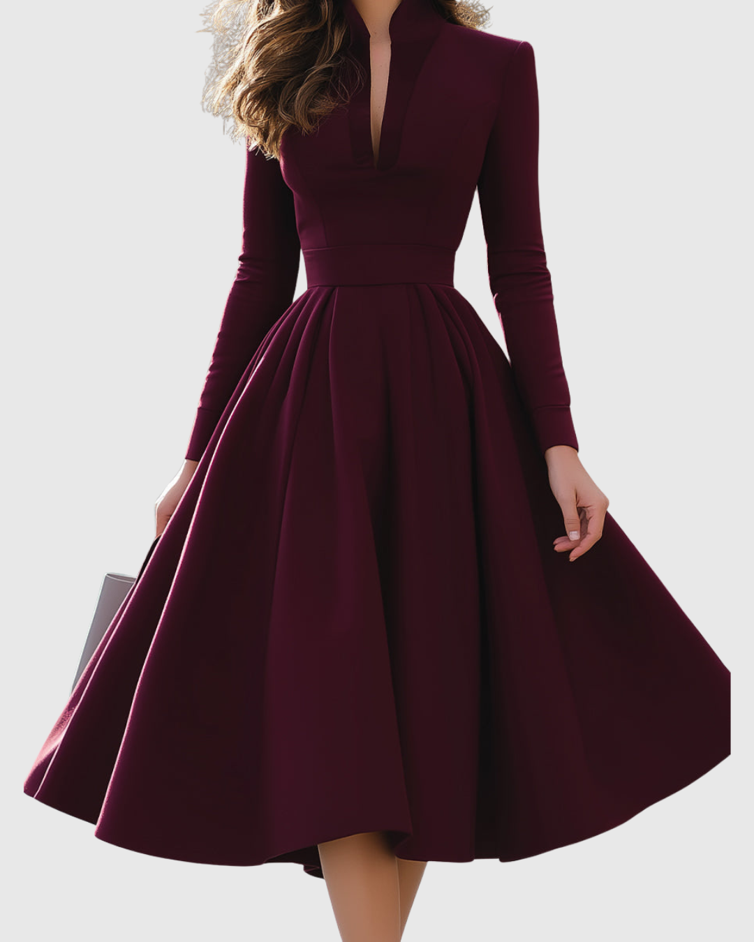 AVELINA | REFINED V-NECK MIDI DRESS