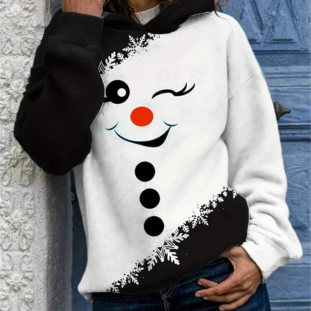 LENORA | COZY SNOWMAN KNIT HOODIE