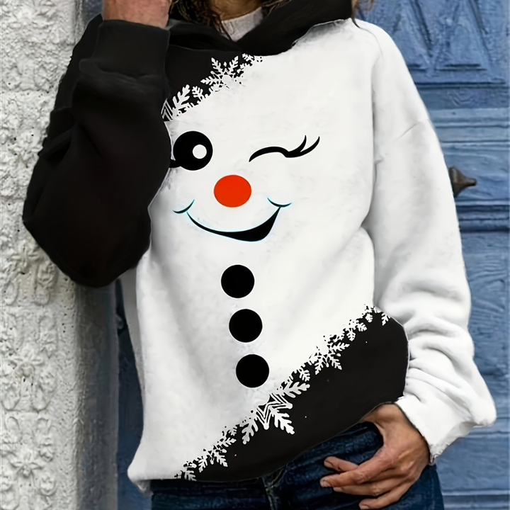 LENORA | COZY SNOWMAN KNIT HOODIE