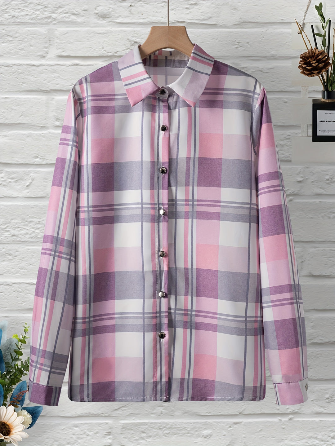 Elise | Plaid Print Button Front Shirt