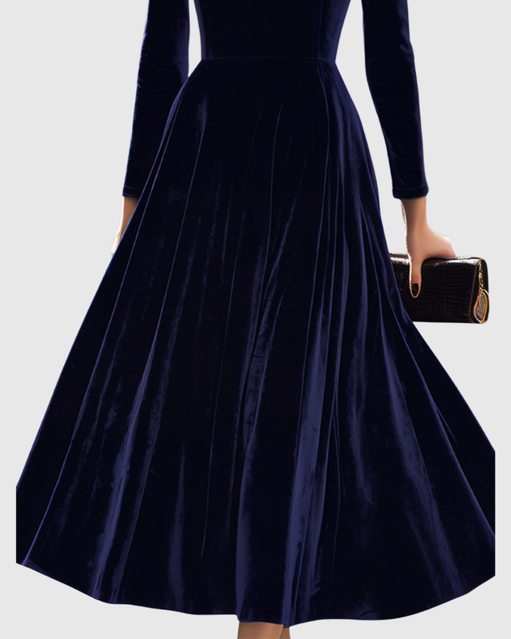 SIBELLA | TIMELESS NAVY LONG-SLEEVE MIDI DRESS