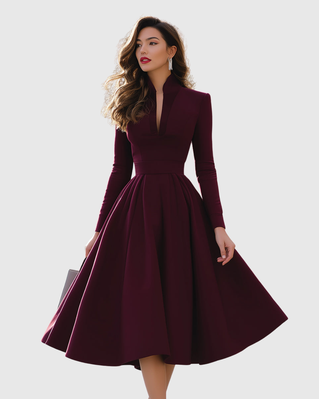 AVELINA | REFINED V-NECK MIDI DRESS