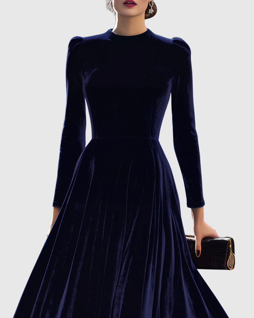 SIBELLA | TIMELESS NAVY LONG-SLEEVE MIDI DRESS