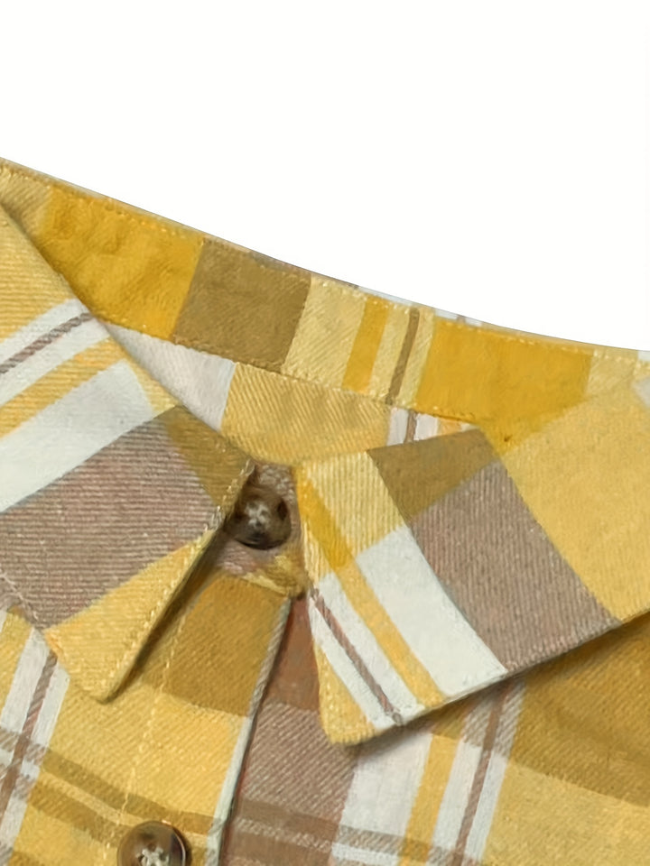 ELISA | PLAID BUTTON-UP BLOUSE