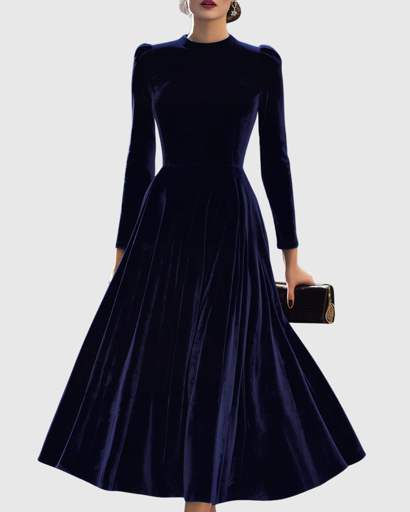 SIBELLA | TIMELESS NAVY LONG-SLEEVE MIDI DRESS