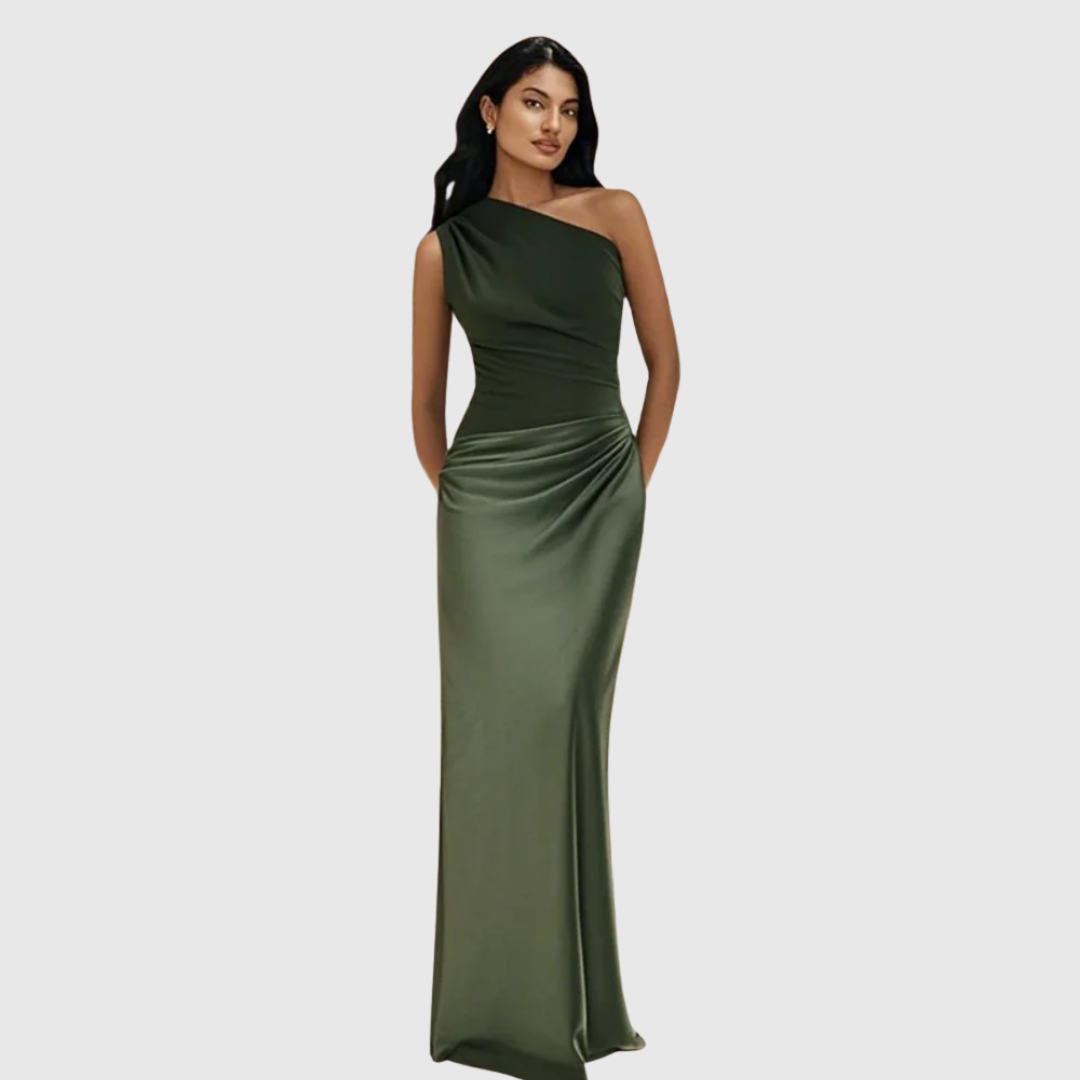 ALEIDA | SATIN ONE-SHOULDER MAXI DRESS
