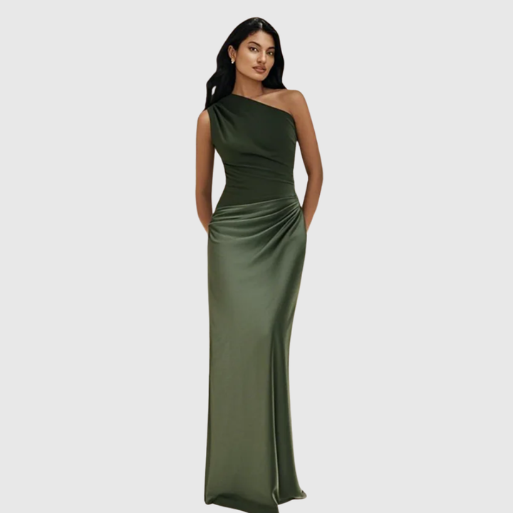 ALEIDA | SATIN ONE-SHOULDER MAXI DRESS