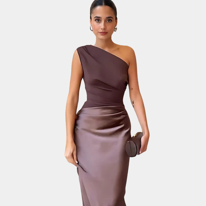 AGNIESZKA | SATIN ONE-SHOULDER MAXI DRESS