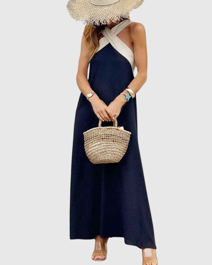 ORELLA | CROSS-NECK MIDI DRESS