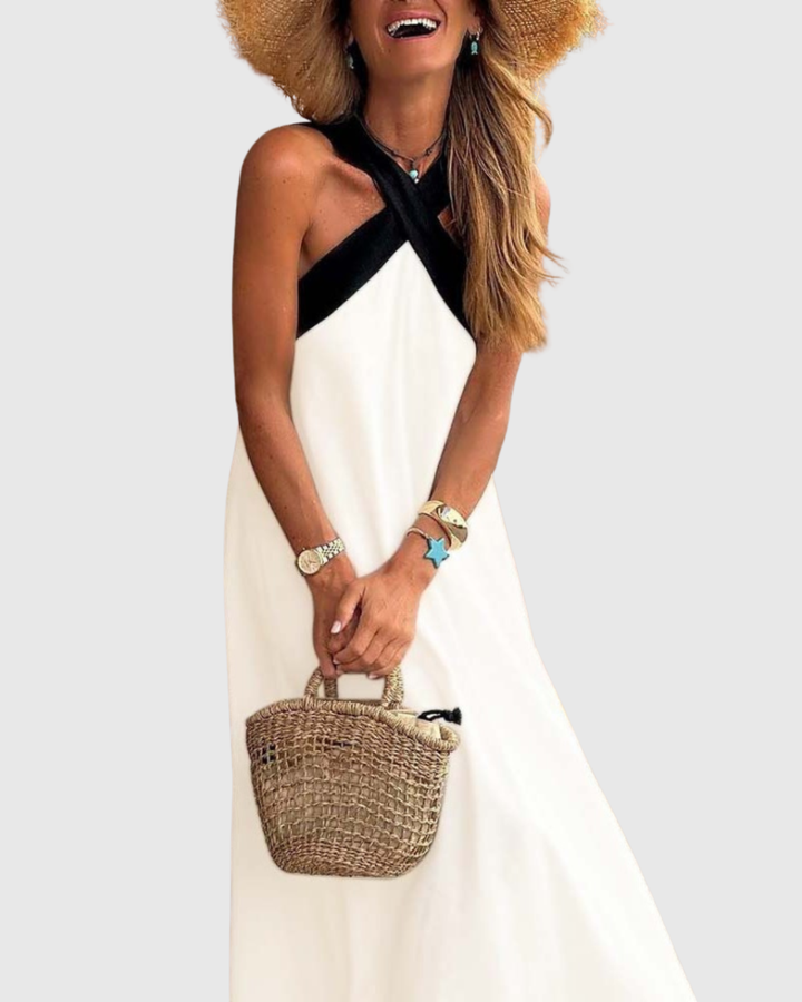 ORELLA | CROSS-NECK MIDI DRESS