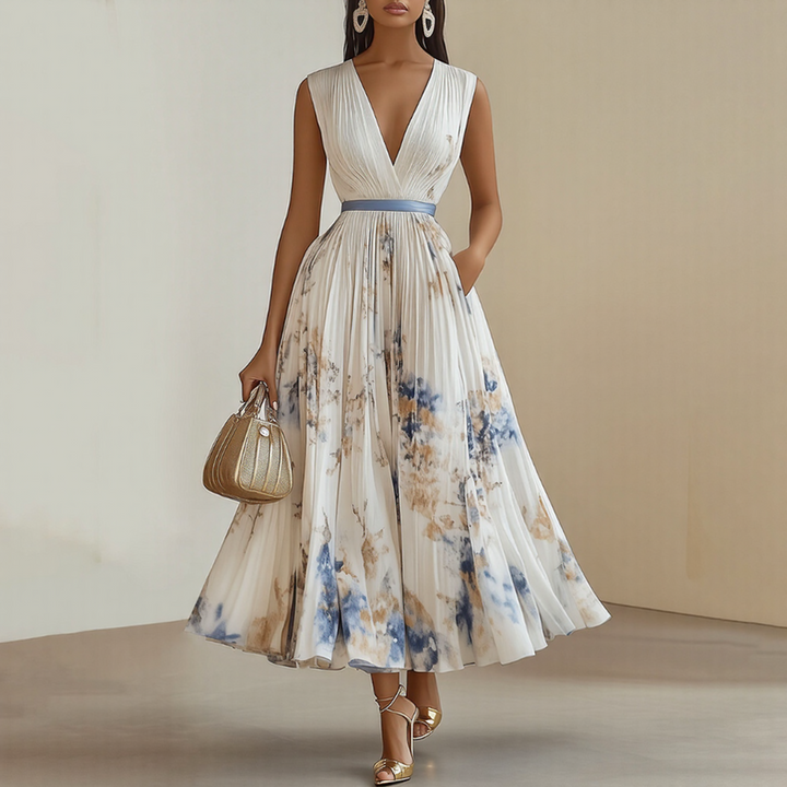 LINDA | ELEGANT PLEATED MAXI DRESS
