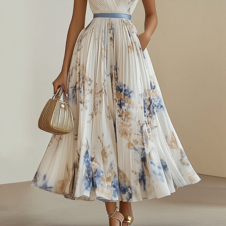 LINDA | ELEGANT PLEATED MAXI DRESS