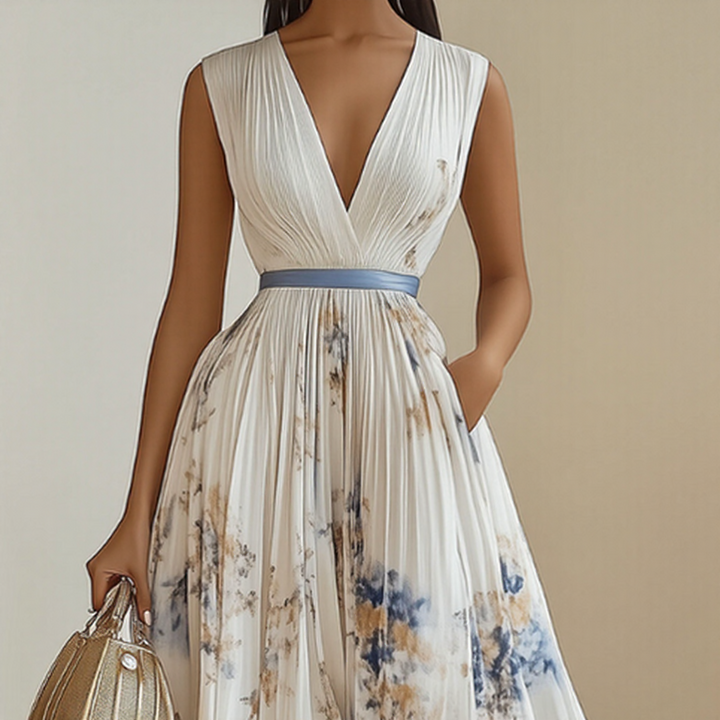LINDA | ELEGANT PLEATED MAXI DRESS