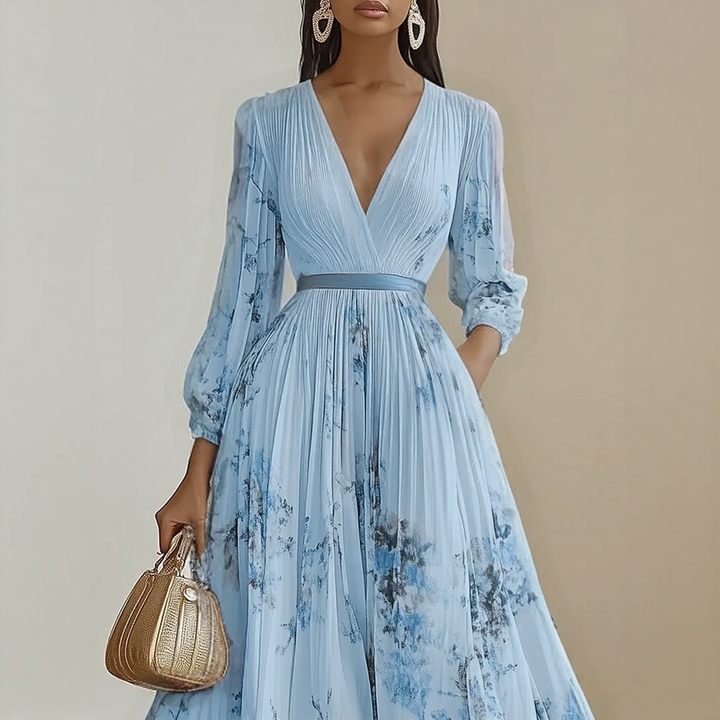 LINDA | ELEGANT PLEATED MAXI DRESS