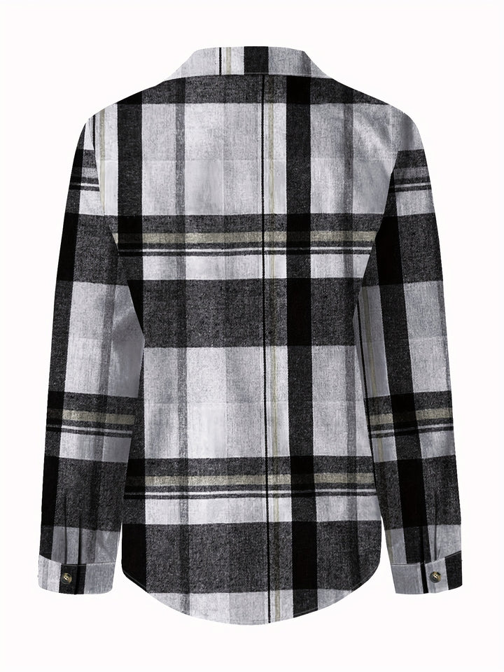 ELISA | PLAID BUTTON-UP BLOUSE