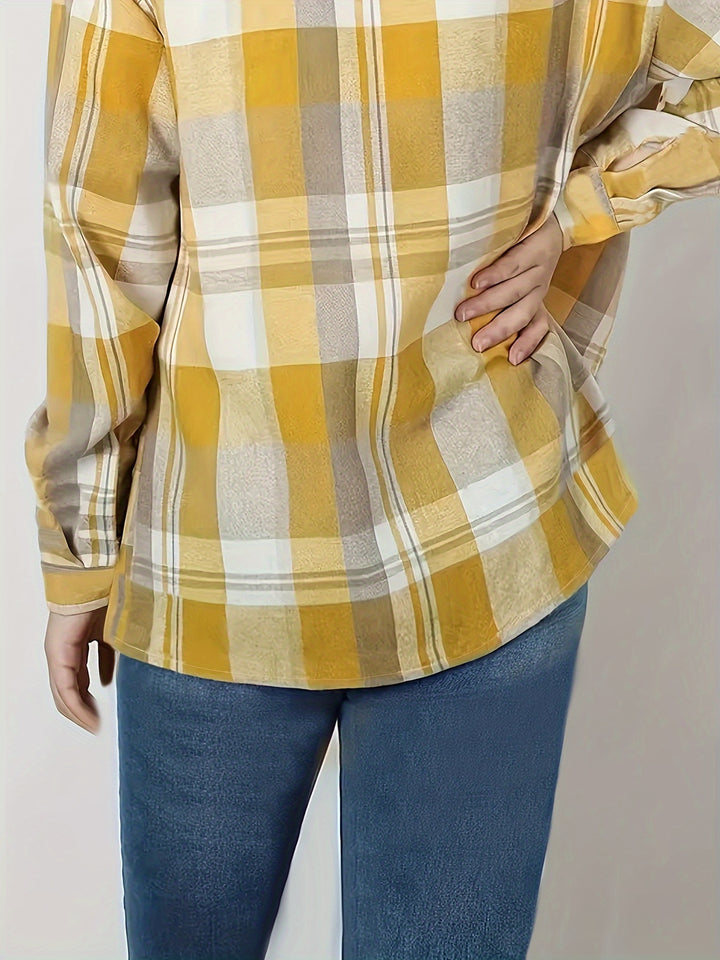 ELISA | PLAID BUTTON-UP BLOUSE