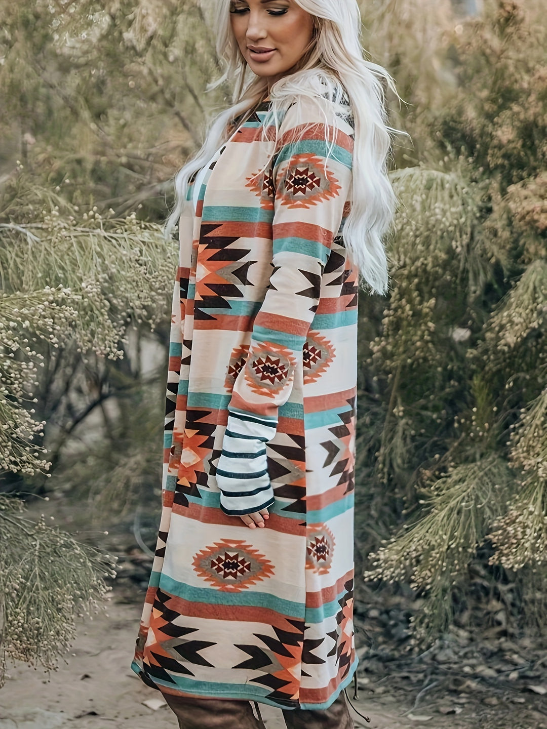 MAYA | LONGLINE PRINT CARDIGAN